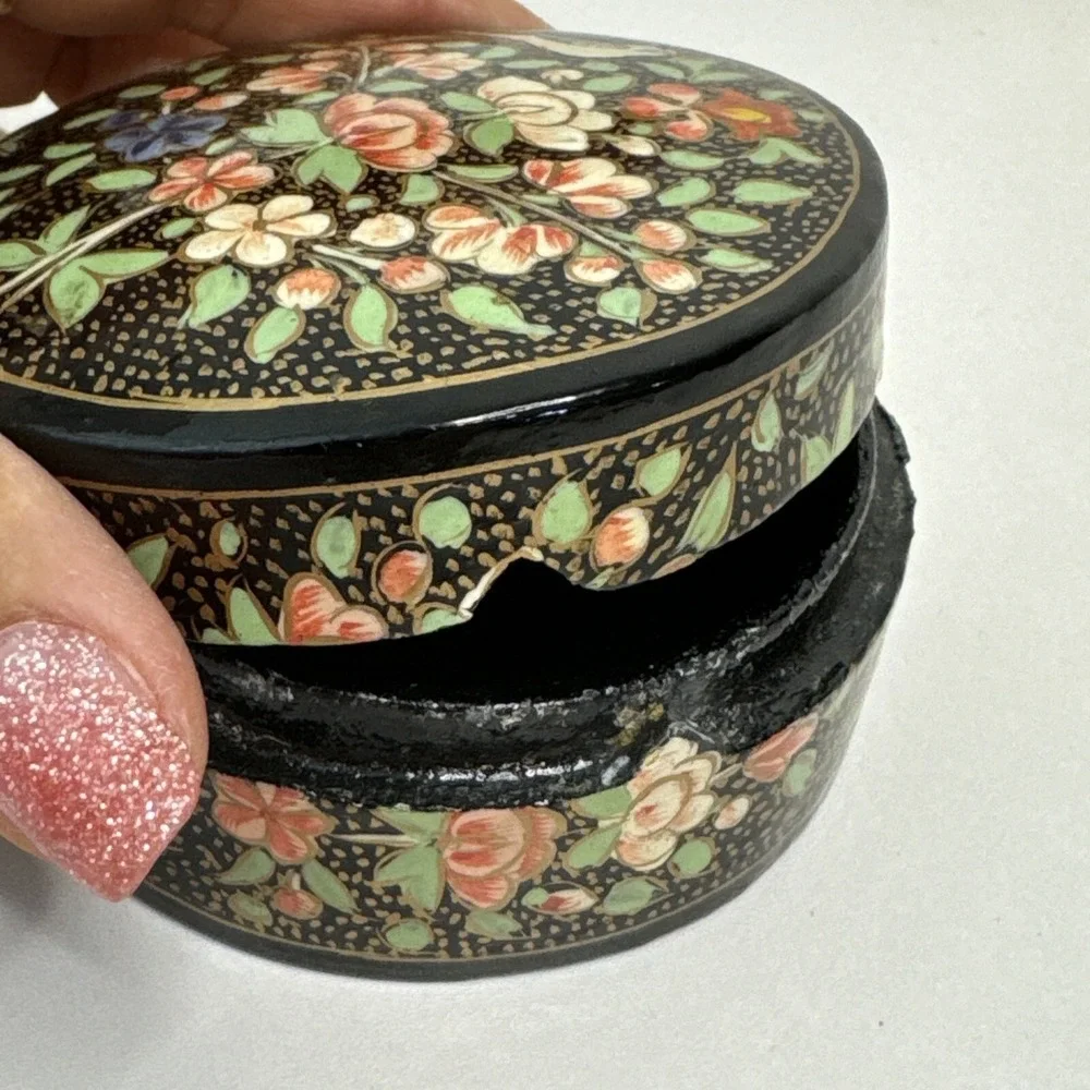 Vintage Small Papier Mache jewelry box made in India